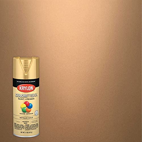12 oz Krylon K05588007 COLORmaxx Gold Paint & Primer Spray Paint, Metallic
