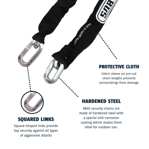 ABUS Hardened Steel 8KS 10 Foot x 5/16" Thick Square Security Chain for Bikes, Containers, Trailers, ATV, Motorcycles and Personal/Industrial Property