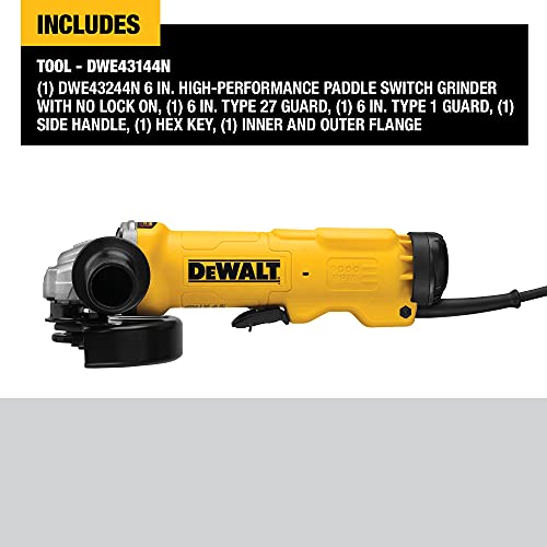 DeWALT 6 In. 13 Amp. Angle Grinder Tool, Paddle Switch with No Lock-On