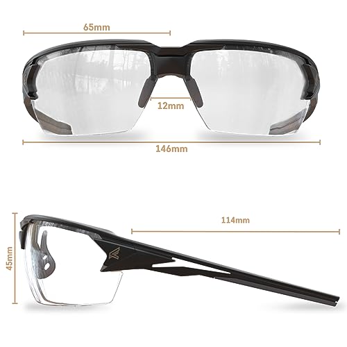 EDGE Pumori Z87 Rated Clear Safety Glasses: Men's Safety Glasses, Adjustable TPR, Non-Slip, Anti-Fog Safety Glasses, Flexible Polycarbonate Frames, Nylon Lenses, 99% UV Protection Men's Sunglasses