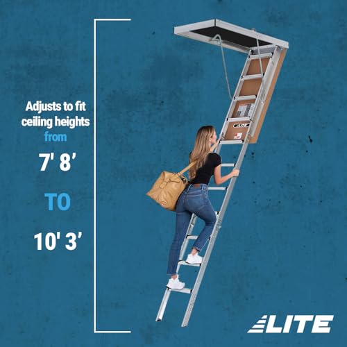 LITE 10-Foot Aluminium Attic Ladder 54" W x 22.5" H, 375-Pound Load Capacity, Type IAA, AP2240MS