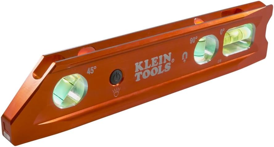 Klein Tools 935RBLT Lighted Torpedo Billet Level, Rare-Earth Magnet