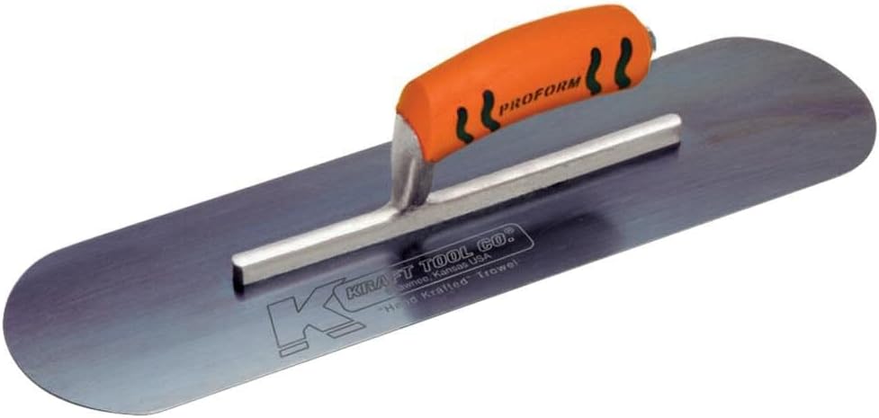 Kraft Tool CF274BPF Blue Steel Pool Trowel with ProForm Handle, 10 x 3-Inch