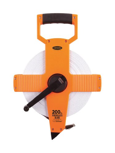 Keson OTR10M200 Open Reel Fiberglass Tape Measure Reel with Double Hook (Graduations: 1/10, 1/100 & m, cm, 2mm), 60M/200-Foot