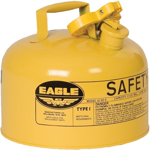Eagle 2.5 Gallon Type I Yellow Safety Gas Can for Diesel with Flame Arrester and Self-Closing Lid, Made in the USA, Galvanized Steel Flammable Storage Can, UI25SY