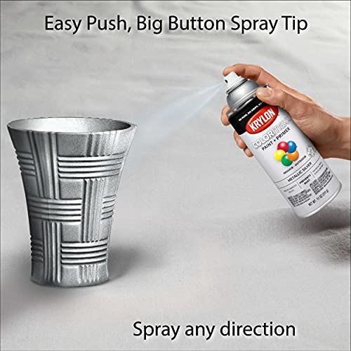 12 oz Krylon K05590007 COLORmaxx Silver Paint & Primer Spray Paint, Metallic