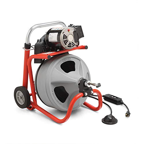 RIDGID 26998 Model K-400 Drain Cleaning 120-Volt Drum Machine Kit with C-45IW 1/2" x 75' Cable, White, Black, Red