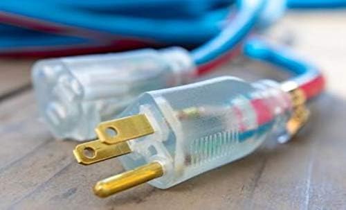 US Wire 98025 14/3 25-Foot SJEOW TPE Cold Weather Extension Cord Blue with Lighted Plug