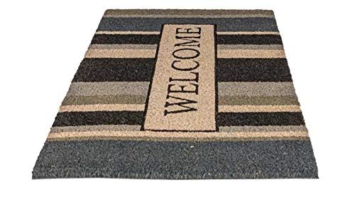 NoTrax, Welcome Gray, Vinyl-Backed Natural Coir Doormat, Entry Mat for Indoor or Outdoor Use, 18"x30", C12 (C12S1830WG)