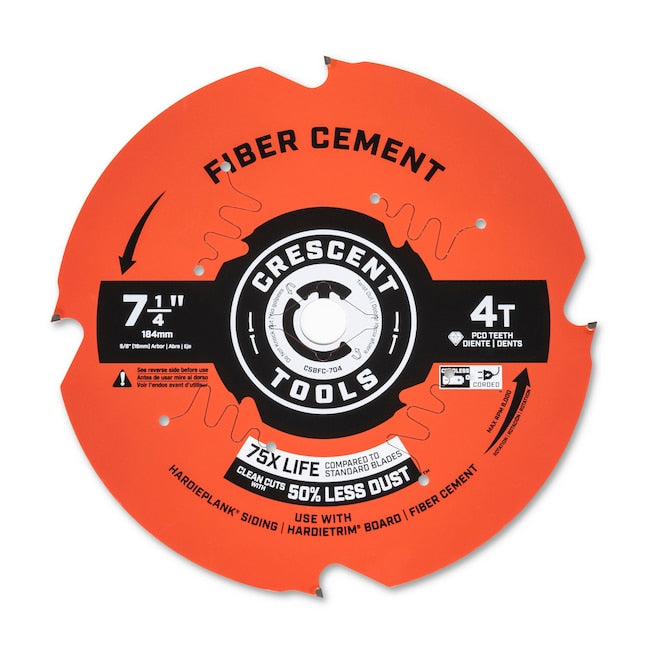 Crescent CSBFC-704 Circular Saw Blade 7 1/4'' X 4 Tooth Fiber Cement