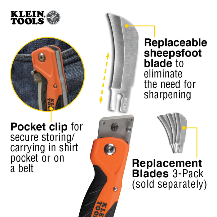 Klein Tools 44218 Cable Skinning Utility Knife with Replaceable Blade