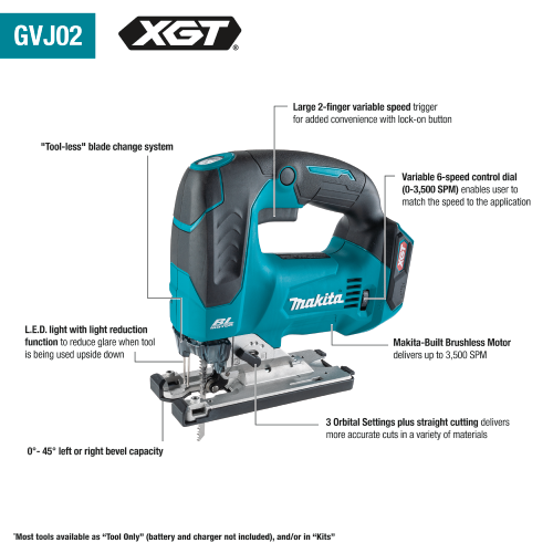 Makita GVJ02Z 40V max XGT Brushless Cordless Jig Saw, Tool Only