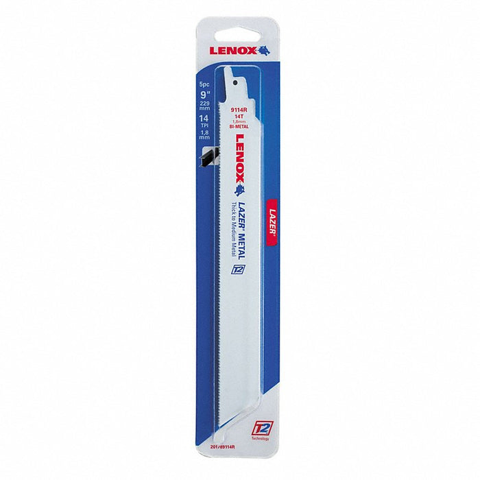 Lenox 201789114R Reciprocating Saw Blade, 14 TPI, 9" Length, 0.04" Thick, Bi-Metal (Pack of 5)