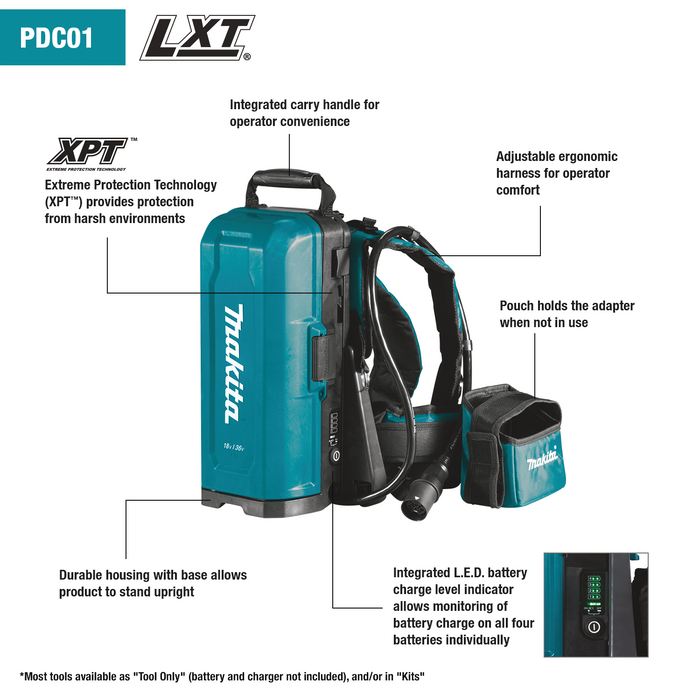 Makita (PDC01) ConnectX, LXT, LXT X2 and XGT Portable Backpack Power Supply