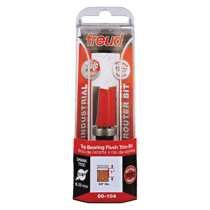 Freud 50-104 5/8" Diameter Top Bearing Flush Trim Bit with 1/4" Shank