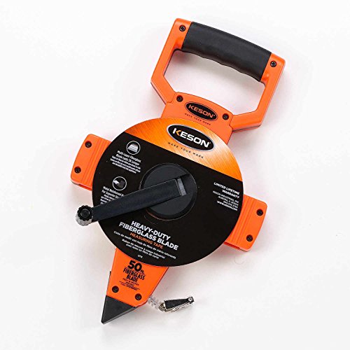 Keson OTR18M165 Open Reel Fiberglass Tape Measure Reel with Double Hook (Graduations: ft., in., 1/8 & m, cm, 2mm), 50M/165-Foot