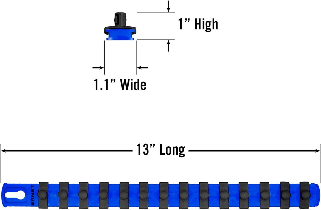 Ernst Manufacturing - 13 Socket Org Blue 3/8 Dr Twist Lock Clips (8418) 13-Inch 3/8-Inch Twist Clips Blue