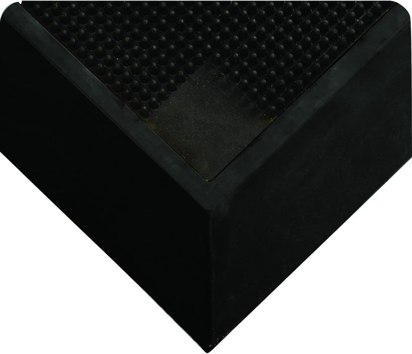 Wearwell Anti-Fatigue Footbath Mat, Natural Rubber 222 Tall Wall, for Food Processing Facilities, 32" x 39" x 2-1/2" Thickness, Black