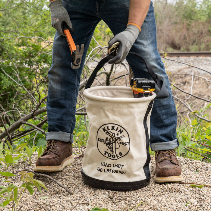 Klein Tools 5109SLR Canvas Bucket, All-Purpose with Drain Holes, 12"