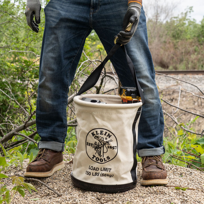 Klein Tools 5109SLR Canvas Bucket, All-Purpose with Drain Holes, 12"