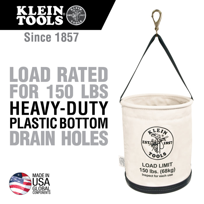 Klein Tools 5109SLR Canvas Bucket, All-Purpose with Drain Holes, 12"