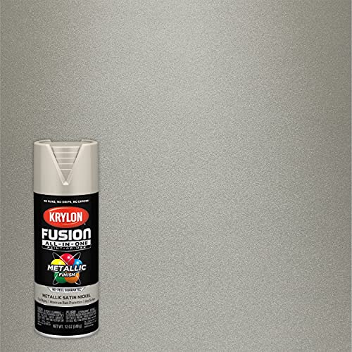 12 oz Krylon K02772007 Fusion All-In-One Satin Nickel Paint & Primer Spray Paint, Metallic