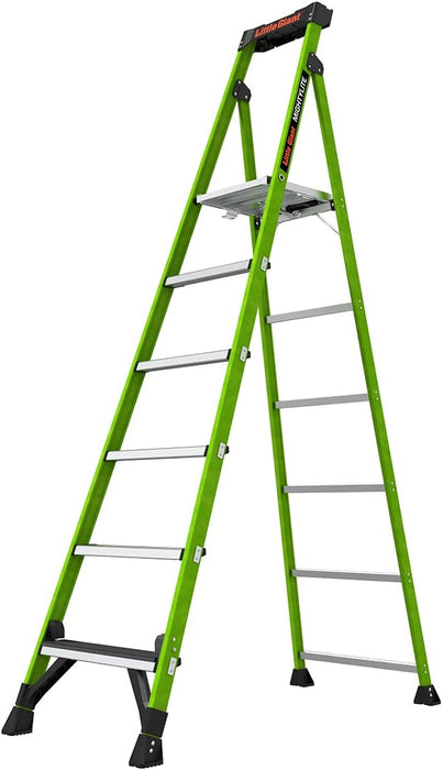 Little Giant Ladders, MightyLite 2.0, 8' Stepladder with Ground Cue, Fiberglass, Type IAA, 375 lbs Weight Rating, (15408-001), Green 8 Ft.