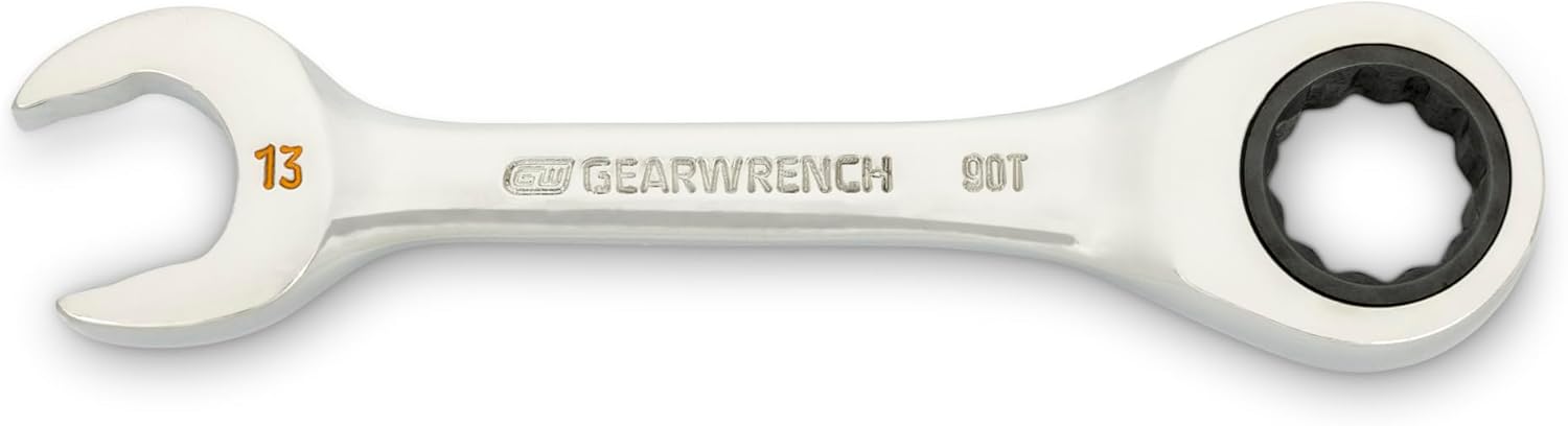 GEARWRENCH 13mm 90-Tooth 12 Point Stubby Combination Ratcheting Wrench | 86843