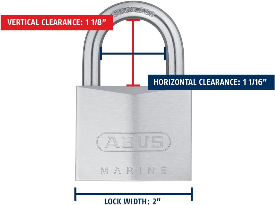 ABUS 75IB/50 KD Marine Grade Chrome Plated Brass Padlock, Stainless Steel Shackle, Keyed Different