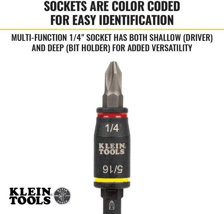 Klein Tools 32308F 10-in-1 Impact-Rated Stubby Driver Set with Flip Socket