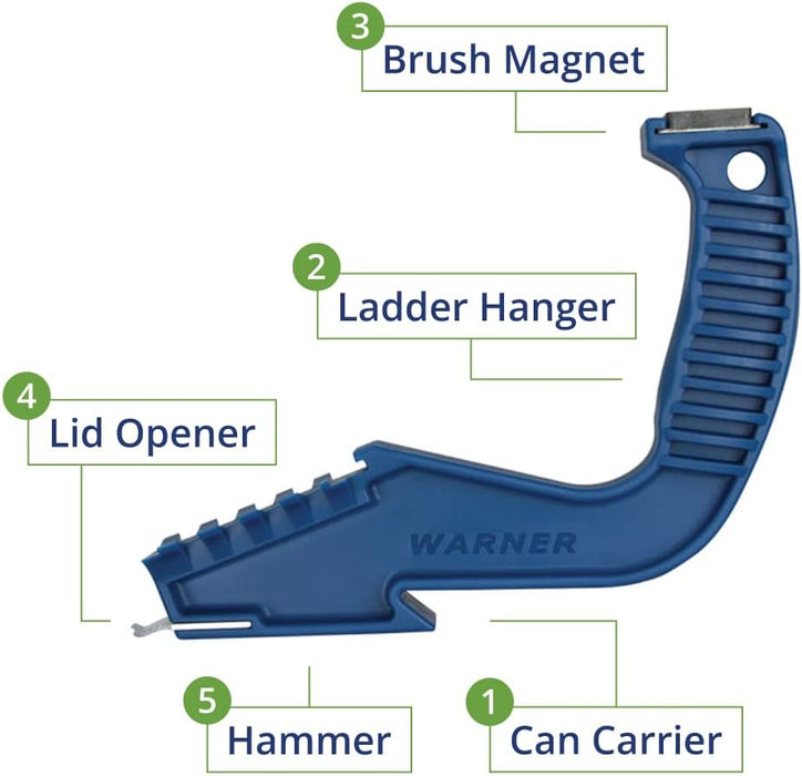 Warner Can-Do Grip 5-in-1 Paint Can Multi Tool Carrier, Opener, Hanger, Magnet and Hammer