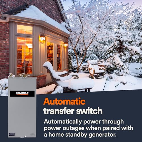 Generac 200 Amp Single Phase Generator Automatic Transfer Switch - Service Entrance Rated - NEMA 3R Outdoor Rated Aluminum Enclosure - Power Management for Indoor and Outdoor Use