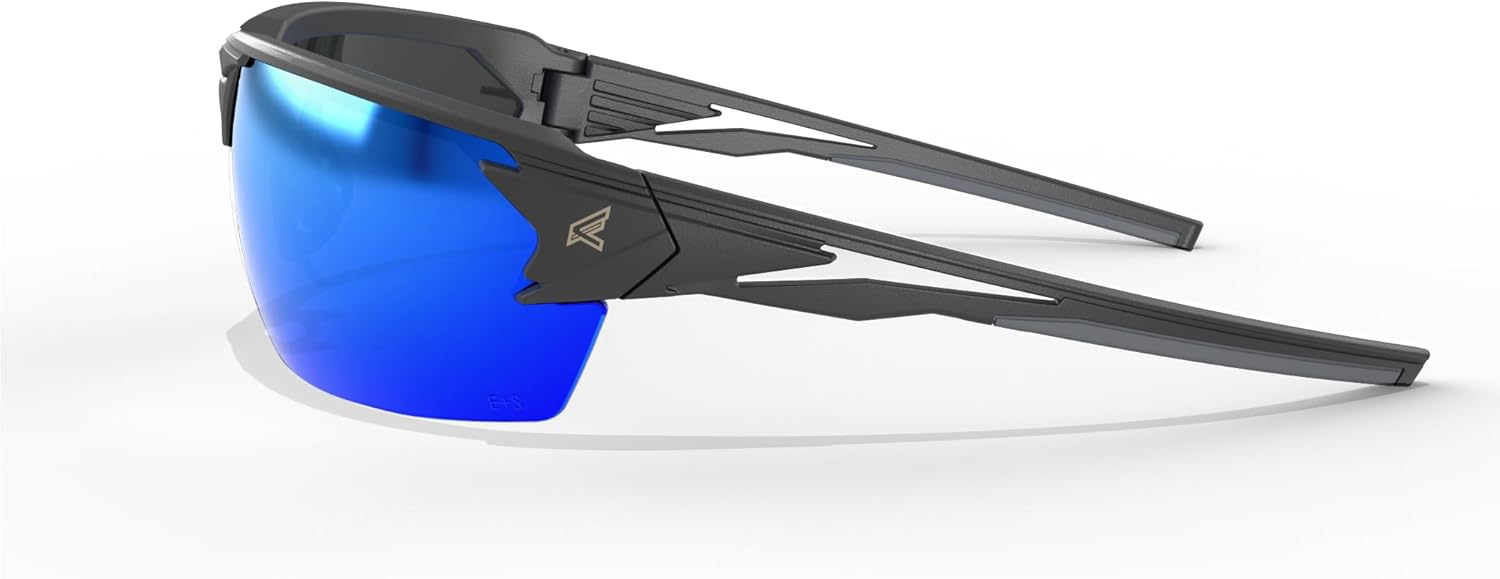 EDGE Pumori Z87 Rated Polarized Safety Glasses: Men's Safety Glasses, Non-Slip, Shatter Resistant Safety Glasses, Flexible Nylon Frames, 99% UV Protection Men's Sunglasses - Aqua Precision Blue Mirror