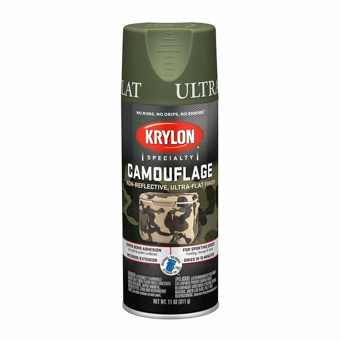 Krylon K04296000 Camouflage Spray Paint, Ultra Flat, Woodland Light Green, 11 oz (Pack of 1)