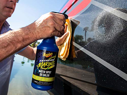 Meguiar's Extreme Marine Water Spot Detailer - Hard Water Stain Remover that Offers Additional Shine and Protection in One Advanced Marine Detailing Spray - Non-Abrasive Formula, 32 Oz Spray
