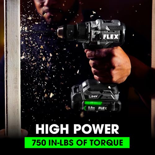 FLEX 24V Brushless Cordless 4-Tool Combo Kit: Drill Driver, Impact Driver, Reciprocating Saw, Work Light with (2) 2.5 Ah Lithium Batteries and 160W Fast Charger