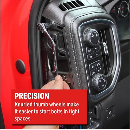 EZRED 4SS8 S-shaped Quarter Stick, 1/4″ square socket and magnetic bit drives, Low profile and Great for exhaust work, body work, and dashboards