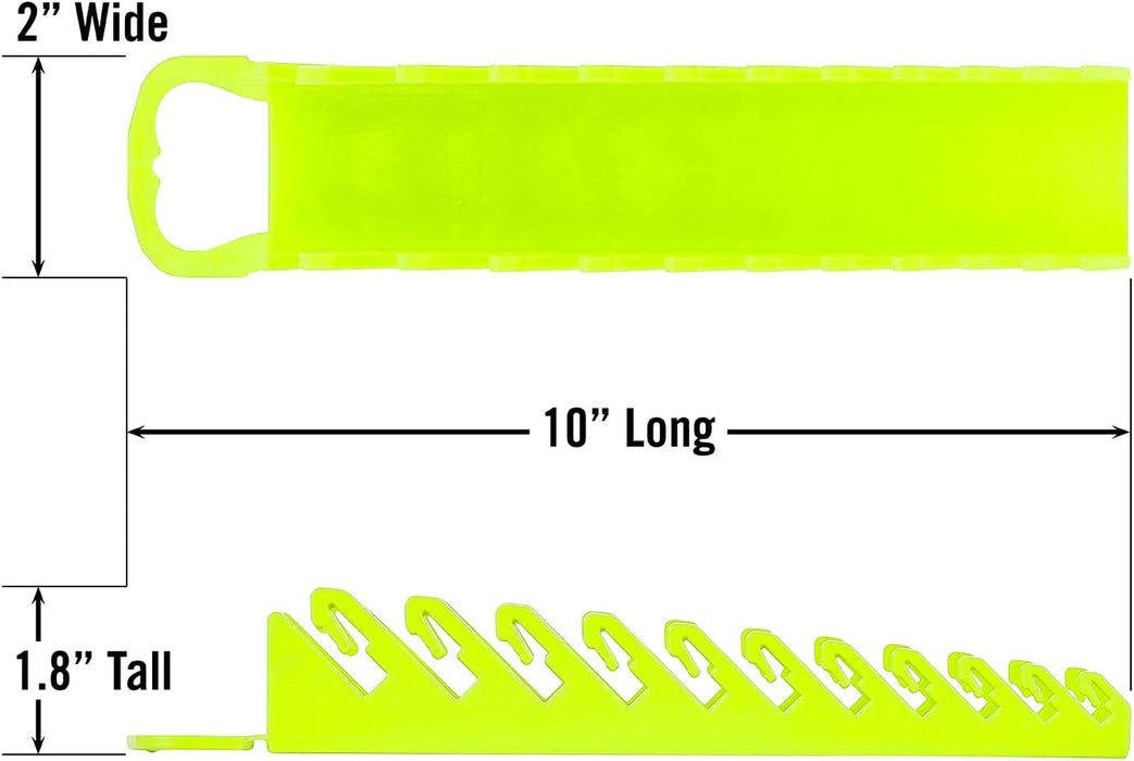 Ernst Manufacturing 11-Wrench Stubby Gripper Portable Wrench Organizer - High Visibility, Fits 3/8" to 1", Ergonomic Design (Model 5078HV) 11 Tool Hi-viz