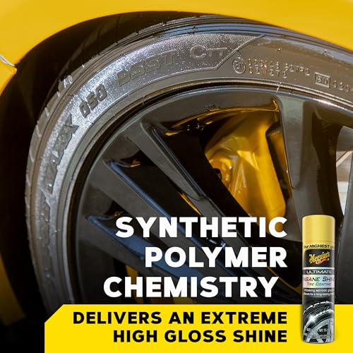 Meguiar's G190315 Ultimate Insane Shine Tire Coating, gives a Finish that Creates a Lasting Wet-Look for a Classic Black Shine, Easy to Use, No Hassle, No Mess, Ultimate Protection, 15 Oz Aerosol Can