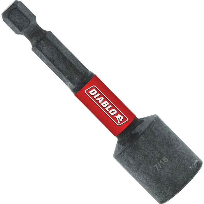 Diablo DNTSL716B Magnetic Nutsetter, 7/16 in Drive, 2-9/16 in L, 1/4 in L Shank, Hex Shank