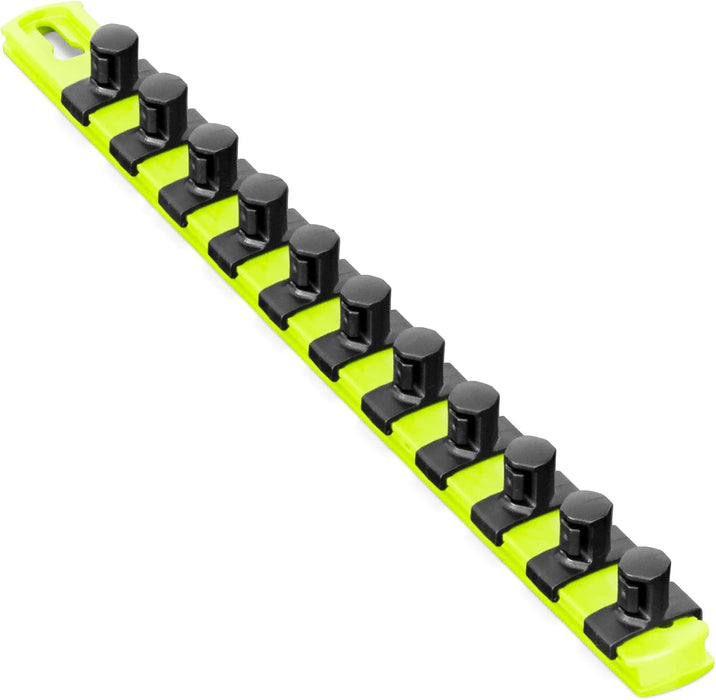 ERNST 13-Inch Socket Rail Organizer with 11 1/2-Inch Twist Lock Clips, High Visibility (8439HV) 13-Inch 1/2-Inch Twist Clips Hi-viz