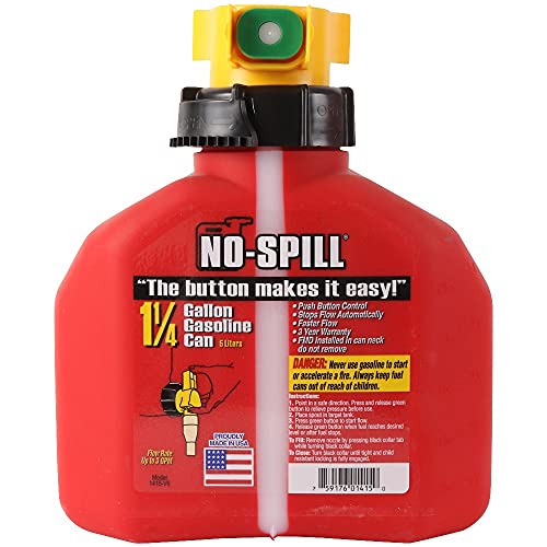 No-Spill 1415 1-1/4-Gallon Poly Gas Can (CARB Compliant), Red