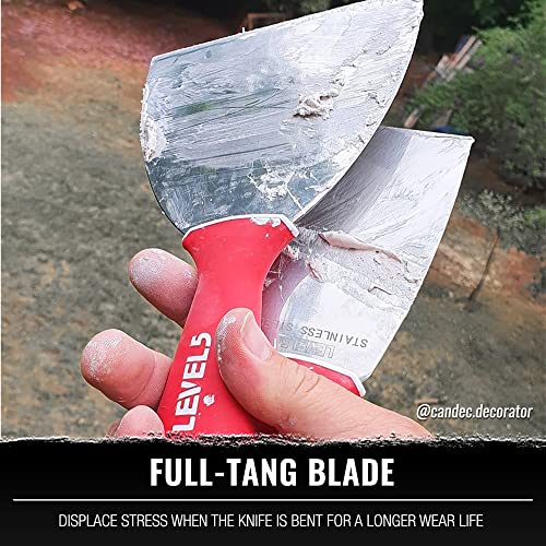 10" Soft-Grip Stainless Steel Drywall Joint Knife - LEVEL5 | Pro-Grade | Comfortable Finishing Hand Tool | Metal Hammer End | Sheetrock Gyprock Plasterboard Mud | 5-146