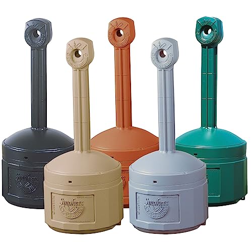 Justrite, Original Smoker's Cease-Fire Outdoor Ashtray, Polyethylene Standing Ashtray with Steel Bucket, 4 Gallon, Forest Green, 26800G