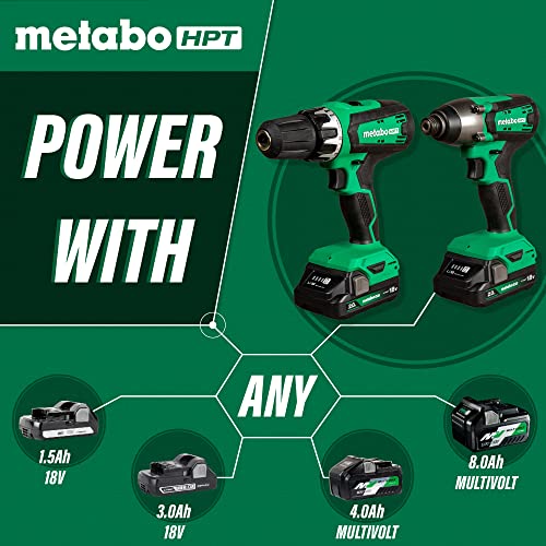 Metabo HPT 18V MultiVolt Hammer Drill and Impact Driver Combo Kit | Cordless | 2-2.0Ah Li-Ion Batteries w/Fuel Gauge | Lifetime Tool Warranty | KC18DFX