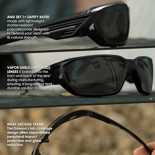 EDGE Dawson Anti Fog Safety Glasses for Men, High Impact Rated ANSI Z87.1 Safety Non Slip Sunglasses, Protective Eyewear