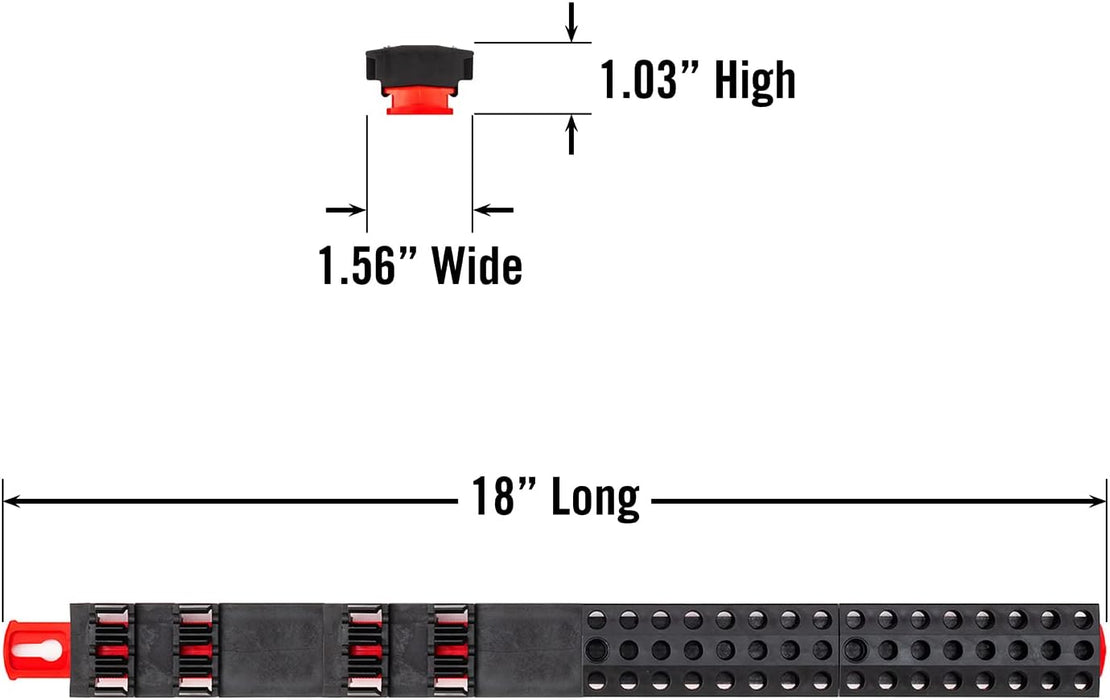 Ernst Manufacturing 60 Tool Magnetic Bit Bar, 1/4" Hex Bit Holder - Red/Black