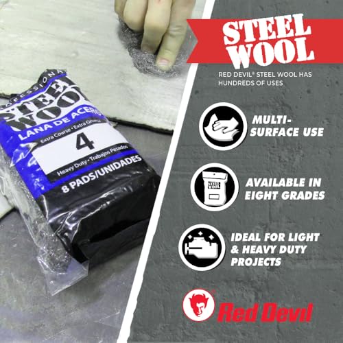 Red Devil 0317 Steel Wool, 4 Extra Coarse, (Pack of 16)