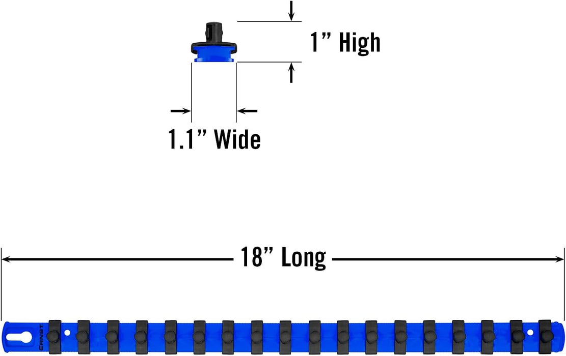 Ernst Manufacturing 18-Inch Socket Organizer with 18 3/8-Inch Twist Lock Clips, Blue (8404-Blue-3/8)