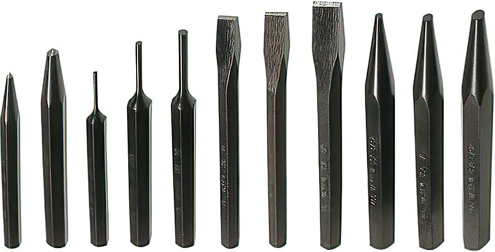 Mayhew Pro 61411 Punch and Chisel Set, 11-Piece Black Oxide Finish